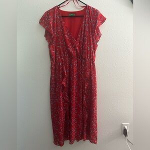 Dip Red Flutter Sleeve V-Neck Sundress